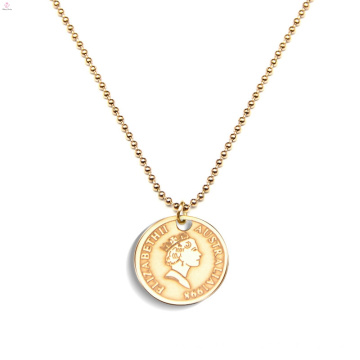 Cabeça de retrato Specie Gold Coin Pendant Necklace